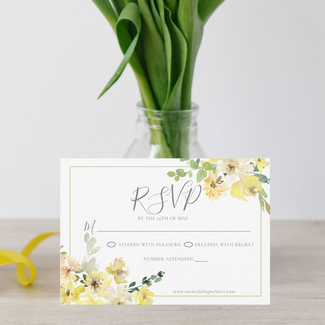 Fintvätt Gult Blommigt Sage Grönt, sommartid, Bröl OSA Kort (Skapare uppladdad)