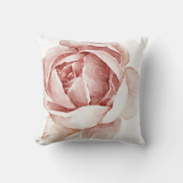 Fintvätt, hand Illustrated rosa ros Kudde