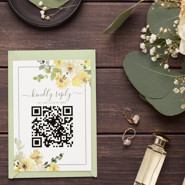 Fintvätt i Blommigten Gult Sage QR-kod, sommartid  OSA Kort (Skapare uppladdad)