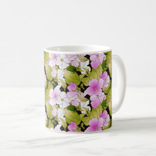Fintvätt i Blommigten Rosa och Grönt Kaffemugg