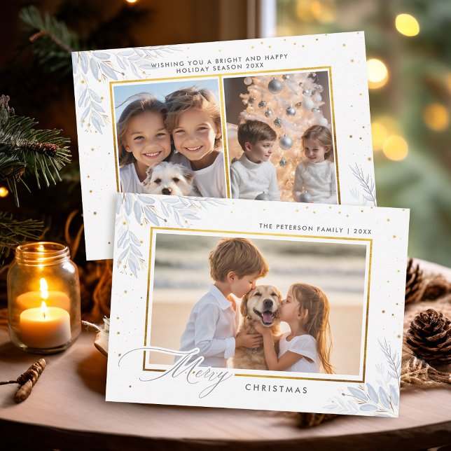 Fintvätt i fotboll för herre Greenery Guld Kids i  Julkort (christmas card kids photo template winter greenery gold frame modern minimalist simple chic)