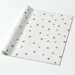 Fintvätt i Guld Sepia Hearts Confetti White Favori Presentpapper