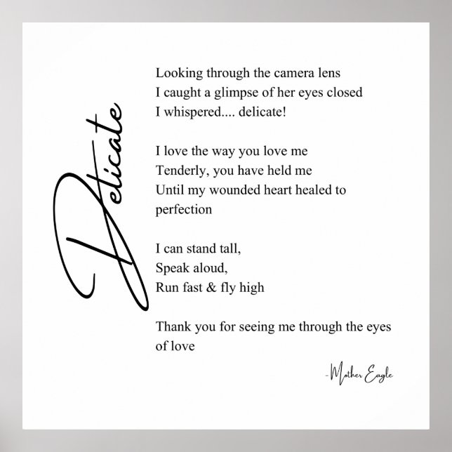 Fintvätt i Kärlek Dikt, väggkonst Poster dekoratio (Framsidan)