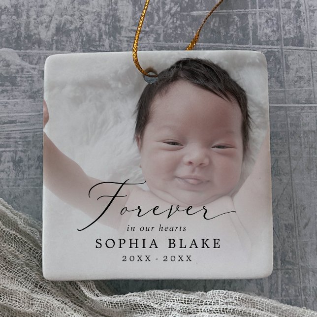 Fintvätt i våra Hearts Baby-fotominnesstund Julgransprydnad Keramik (Skapare uppladdad)