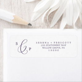Fintvätt Lila Calligraphy-Returadress Returadress Etikett