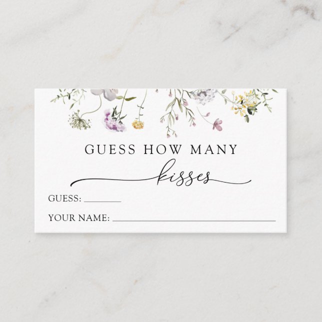 Fintvätt Lila Wildblomma gissar hur många Kisses Tilläggskort (Framsida)