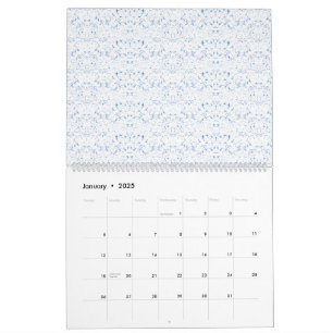 Fintvätt, ljusblå mönstrad design som upprepar sig kalender