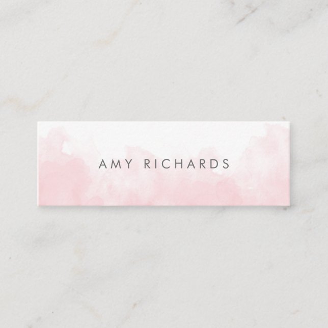Fintvätt med  Rosa Elegant med vattenfärg Pastel Mini Visitkort (Framsida)