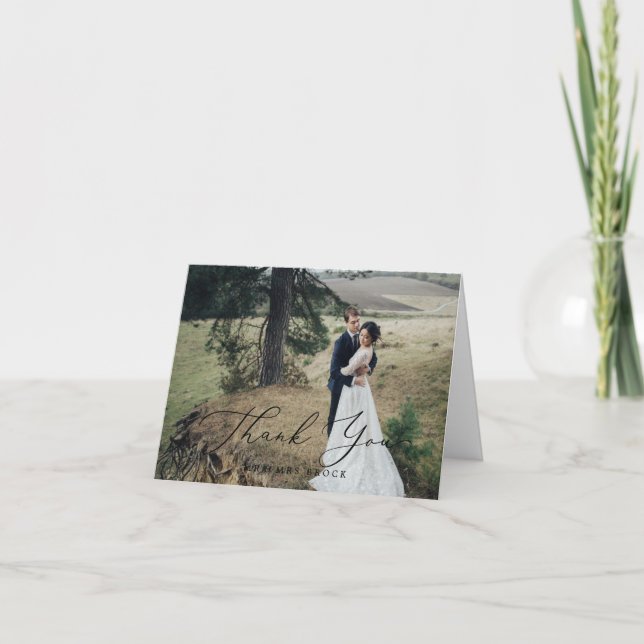 Fintvätt med svart kalligrafi - ljusfoto tack kort (Framsida)