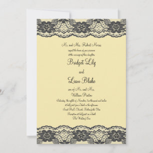 Fintvätt och lacy Wedding-inbjudan (gult) Inbjudningar