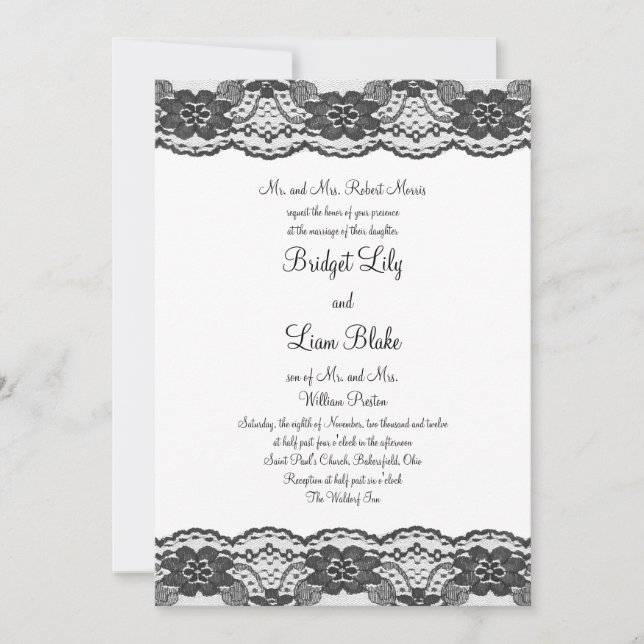 Fintvätt- och lacy Wedding-inbjudan (vit) Inbjudningar (Framsida)