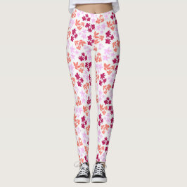 Fintvätt och rosa blommönster på mjukt vitt leggings