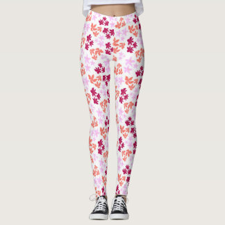 Fintvätt och rosa blommönster på mjukt vitt leggings