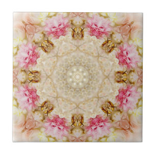 Fintvätt och Rosa Mandala Design Ceramic Tile Kakelplatta