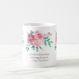 Fintvätt- och Rosa ros-blommor Kaffemugg