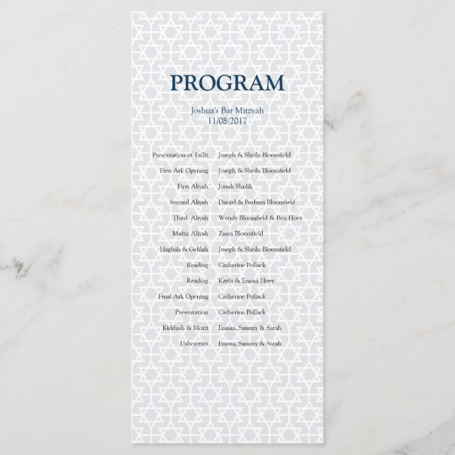 Fintvätt Pub/Bat mitzvah program (Framsida)