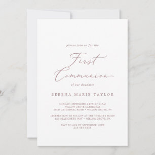 Fintvätt Ro Guld Calligraphy First Communion Inbjudningar