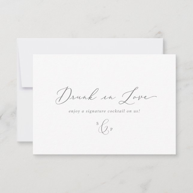 Fintvätt Silver Calligraphy 3,5x5’ Drink Voucher Inbjudningar (Framsida)
