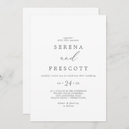 Fintvätt Silver Calligraphy Avslappnad Bröllop Inbjudningar