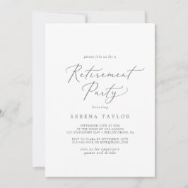 Fintvätt Silver-kalligrafi Pension Party Inbjudningar