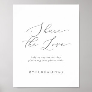 Fintvätt Silver vid Hashtaggen Kärlek Bröllop Poster