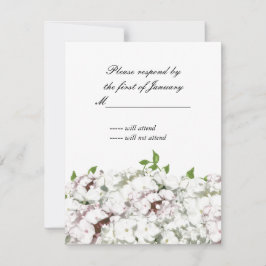 Fintvätt svarskort för vit och  Blommigt OSA Kort