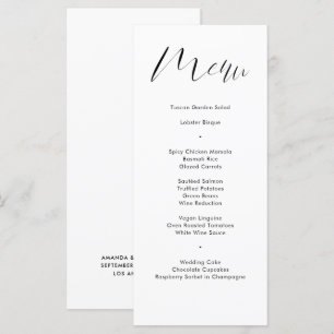 Fintvätt, svart, vit kalligrafi, skript Bröllop Meny