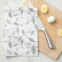 Fintvätt Texturerat Grått Blommigt Kitchen Towel