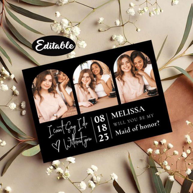 Fintvätt Trendig Photo Collage Bridesmaid Frieri Inbjudningar (Skapare uppladdad)