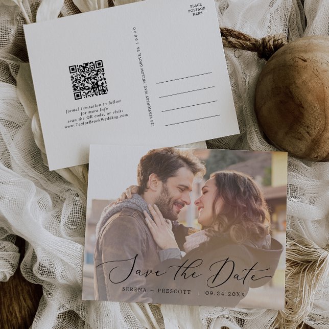 Fintvätt Vågrät Foto QR-kod Spara datum Inbjudan Vykort (Skapare uppladdad)