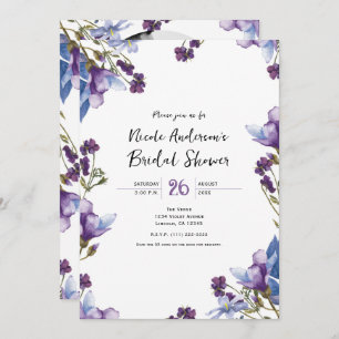 Fintvätt Vår blommor Lila Möhippa Inbjudningar