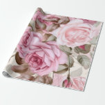 Fintvätt Vintage Rosa ros Presentpapper<br><div class="desc">Snygg presentförpackning av Vintage Rosa ros på rosa bakgrund. Perfekt för bröllop eller möhippa.</div>