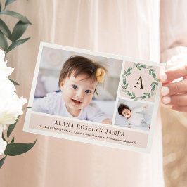Fintvättande vattenfärg Baby Birth Notice Julkort