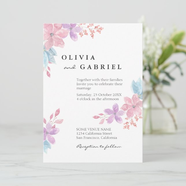 Fintvättblommor botaniska boho bröllop inbjudningar (Stående Fram)