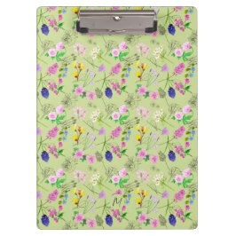 Fintvättblommor med vattenfärg på grönt