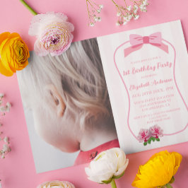 Finurlig En Båge Blommig 1-årsfest Inbjudningar