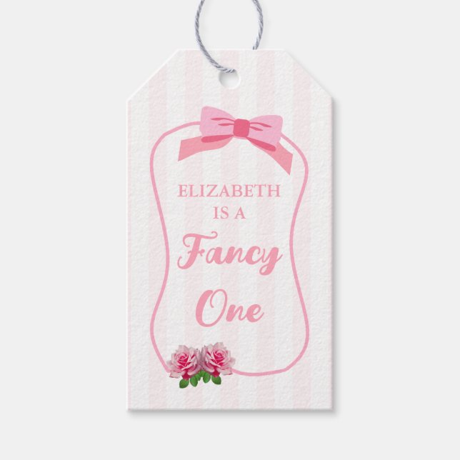 Finurlig En Båge Blommig 1-årsfest Presentetikett (Framsidan)