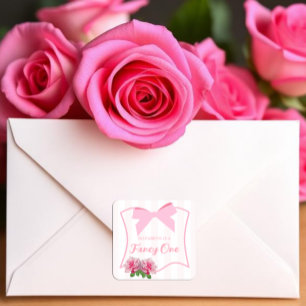 Finurlig Enslig Båge Blommig 1-årsfest Fyrkantigt Klistermärke