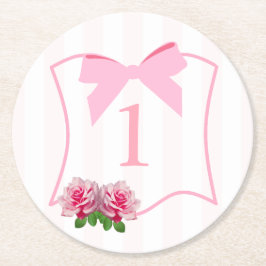 Finurlig Enslig Rosett Blommig 1-årsfest Underlägg Papper Rund