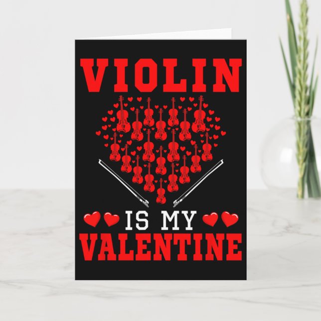 Fiol är mitt valentin-instrument Team söta hjärtan Kort (Framsida)