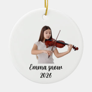 fiol Foto Ornament, Musikinstrument Julgransprydnad Keramik