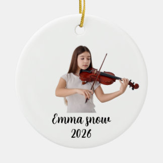 fiol Foto Ornament, Musikinstrument Julgransprydnad Keramik
