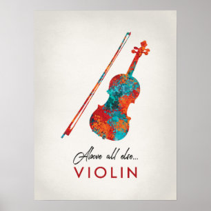 Fiol - ljus färgrik musik poster