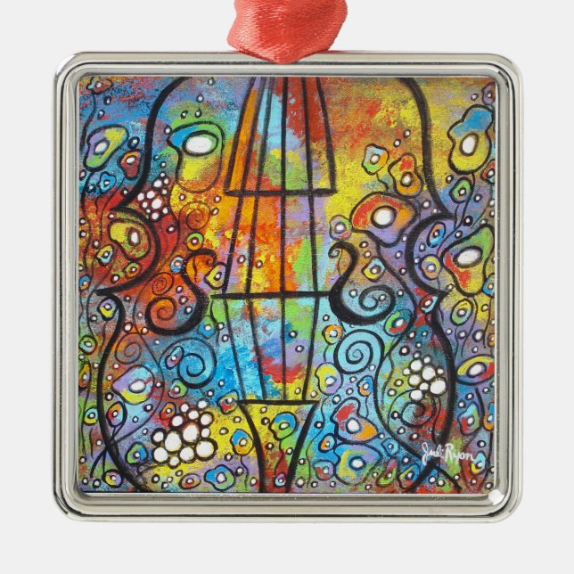 Fiol- och blommajulprydnad julgransprydnad metall (Framsidan)