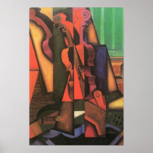 Fiol och gitarr av Juan Gris, vintageCubismkonst Poster