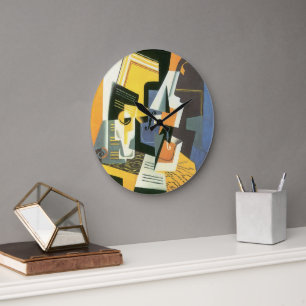 Fiol och glas av Juan Gris, Vintage kubism Stor Klocka
