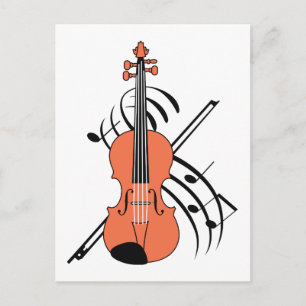 Fiol och musik vykort