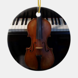 Fiol- och tangentbordhelgdagprydnad julgransprydnad keramik