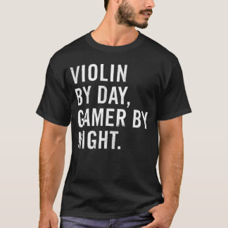 Fiol på dagen Gamer på natten retro T Shirt