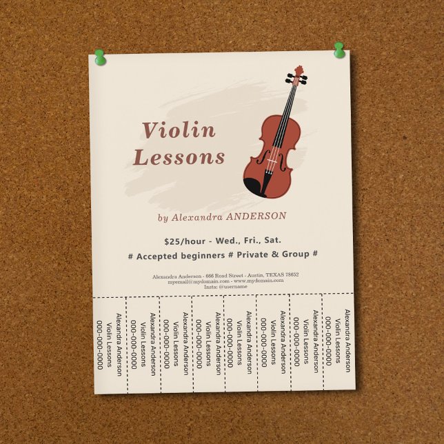 Fiollektioner Sidor Flyer (Violin Lessons Tear Off Strips Flyer)